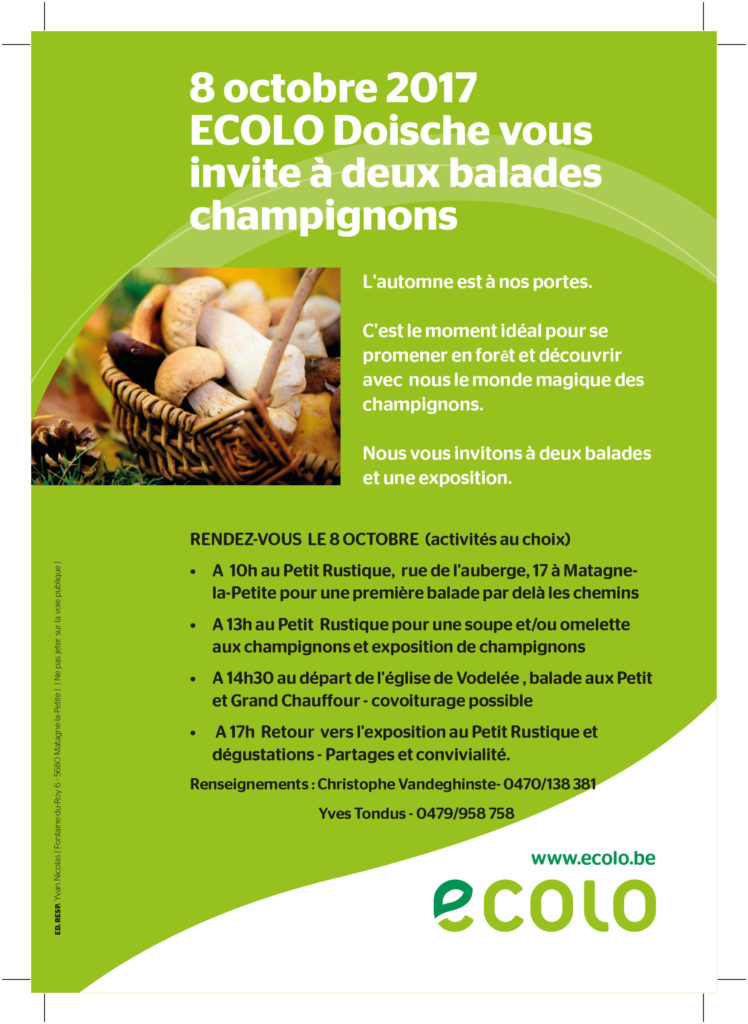 8 octobre 2017 – Balade champignon & lancement d’une locale à Doische